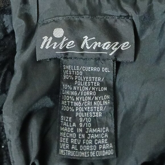 Vintage Nite Kraze Dress 9/10 Velvet Burnout Floral Glitter Cross Back LBD - Picture 9 of 10